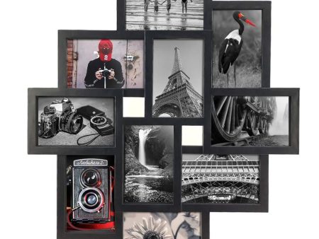 10 Opening 4x6 Black Collage Picture Frame Wall Hanging for 4 by 6 inch Multiple Photo Frames by Amazing Roo For Sale