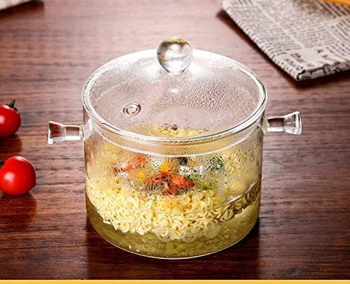 1.5L High Borosilicate Heat-resistant Glass Clear Pasta Instant Noodle Pot Pan Stew Cooker Baby Food Milk Sauce Hot Pot with Lid Mini Size Cookware Sale