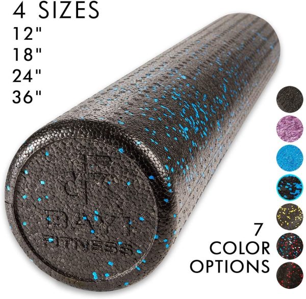 High Density Muscle Foam Rollers by Day 1 Fitness – 4 SIZE OPTIONS and 7 COLORS TO CHOOSE FROM - Sports Massage Rollers for Stretching, Physical Therapy, Deep Tissue and Myofascial Release -Exercise on Sale