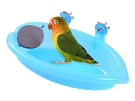 QBLEEV Bird Baths Tub with MirrorFor Cage, Parrot Birdbath Shower Accessories, Bird Cage Hanging Bath Bathing Box for Small Birds Parrots Supply