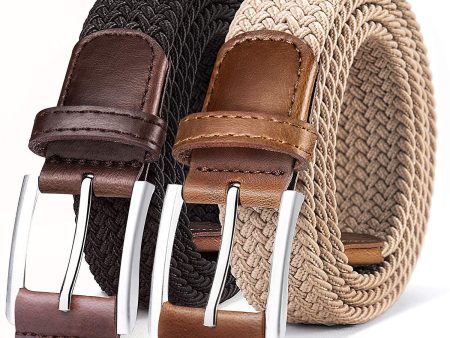 Belt for Men,Woven Stretch Braided Belt 2 Unit Gift-boxed Golf Casual Belts,Width 1 3 8  on Sale