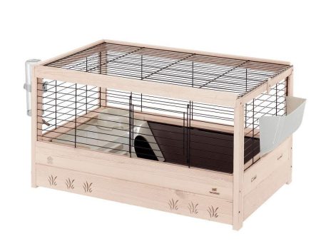 Ferplast Arena 80 Rabbit, Guinea Pigs and Small Animals Wooden Cage, Black, 82 x 52 x 45.5 cm For Sale