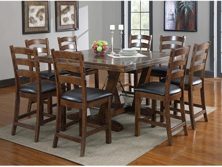 Emerald Home Castlegate Pine Brown Dining Chair with Upholstered Faux Leather Seat, Ladder Back, And Turnbuckle Bracing, Set of Two Online now