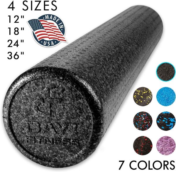 High Density Muscle Foam Rollers by Day 1 Fitness – 4 SIZE OPTIONS and 7 COLORS TO CHOOSE FROM - Sports Massage Rollers for Stretching, Physical Therapy, Deep Tissue and Myofascial Release -Exercise on Sale