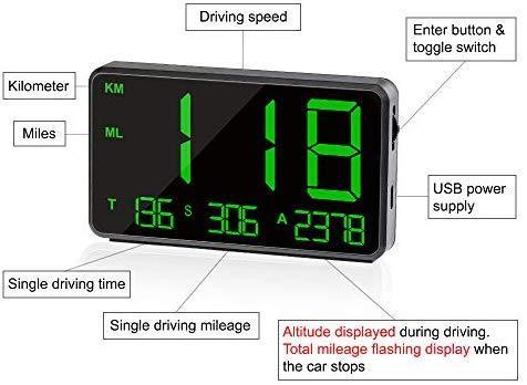 TIMPROVE Universal Digital Car HUD Head Up Display GPS Speedometer with Over Speed Alarm Tired Driving Warning Windshield Project for All Vehicle Bicycle Motorcycle Online now