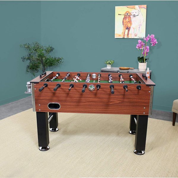 Sunnydaze 55-Inch Faux Wood Foosball Table with Folding Drink Holders, Sports Arcade Soccer for Game Room Online now