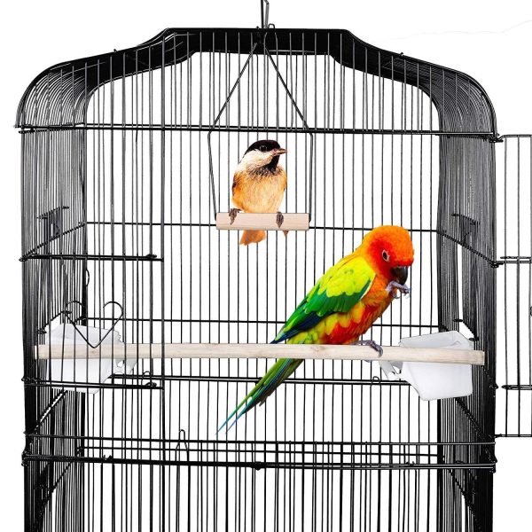 SUPER DEAL 59.3   53   Rolling Bird Cage Large Wrought Iron Cage for Cockatiel Sun Conure Parakeet Finch Budgie Lovebird Canary Medium Pet House with Rolling Stand & Storage Shelf Cheap