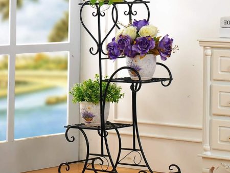 Plant Stand Metal Flower Holder Pot with 3 Tier Garden Decoration Display Wrought Iron 3 Layers Planter Rack Shelf Organizer for Garden Home Office Black (3layer) Online Sale