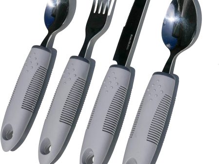 BunMo 4 Piece Cutlery Set Easy Grip Extra Thick Handles, Ideal Eating Aid for The Disabled, Elderly and Those with Limted Hand Movement or Tremors. on Sale