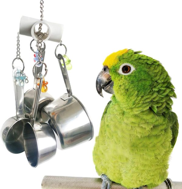 BWOGUE 5pcs Bird Parrot Toys Hanging Bell Pet Bird Cage Hammock Swing Toy Hanging Toy for Small Parakeets Cockatiels, Conures, Macaws, Parrots, Love Birds, Finches on Sale