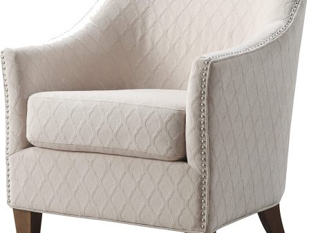 Emerald Home Furnishings  Kismet Wembley Buff Accent Chair with Diamond Pattern Fabric And Nailhead Trim Online Hot Sale