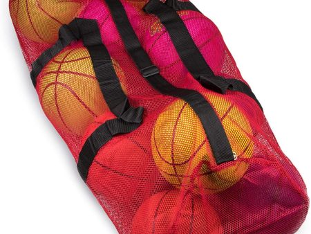 Crown Sporting Goods 39  Mesh Sports Ball Bag with Adjustable Shoulder Strap, Oversize Duffle - Great for Carrying Gym Equipment, Jerseys, Laundry Hot on Sale