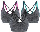 AKAMC Women s Removable Padded Sports Bras Medium Support Workout Yoga Bra 3 Pack Discount