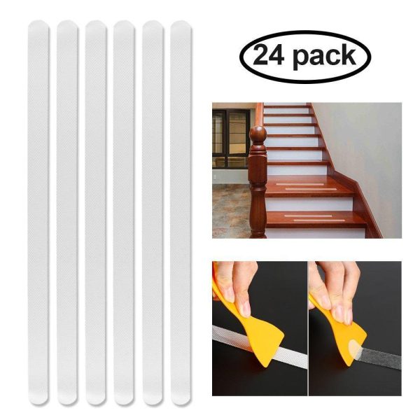 YBLNTEK Adhesive Bath Treads Non Slip Shower Stickers Strips with Scraper 24 pcs Sale