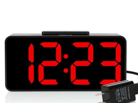 ZHPUAT Digital Alarm Clock with 8.9 Large LED Display, Dimmer, Snooze and Alarm Control Function for Bedrooms with USB Charger, Battery Backup(Red) Online Hot Sale