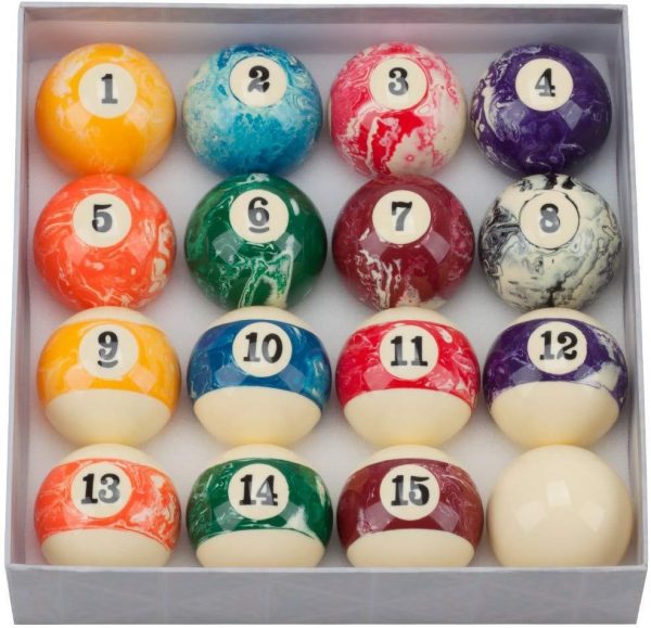 GSE Games & Sports Expert 2 1 4-Inch Professional Regulation Size Marble Swirl Style Billiards Pool Ball Complete Set on Sale