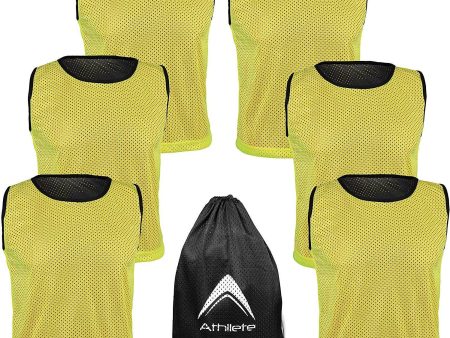 Athllete Reversible Mesh Pack of 6 Basketball Jerseys Lacrosse Top Tank Adult Teen Youth Kids Team Sports Scrimmage Vest Cheap