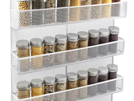 TQVAI 5 Tier Wall Mount Spice Rack Organizer Kitchen Spice Storage Shelf - Made of Sturdy Punching Net, White Online Sale