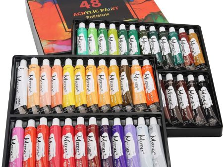 MEEDEN Acrylic Paint Set of 48 Colors Tubes (22ml 0.74 oz.) Non Toxic Rich Pigments Colors Great for Artist Student, Hobby Painter Fashion