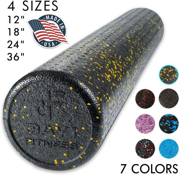 High Density Muscle Foam Rollers by Day 1 Fitness – 4 SIZE OPTIONS and 7 COLORS TO CHOOSE FROM - Sports Massage Rollers for Stretching, Physical Therapy, Deep Tissue and Myofascial Release -Exercise on Sale