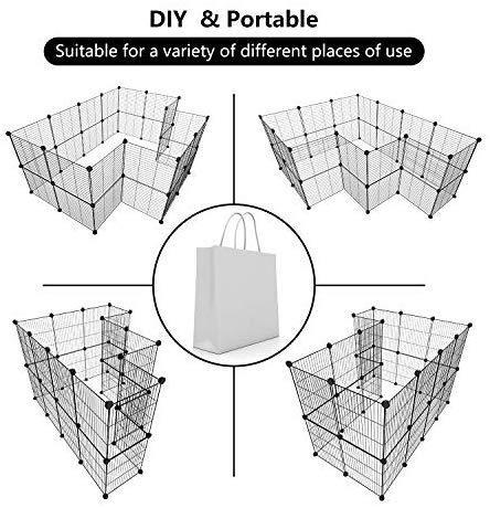 Tespo Pet Playpen, Dog Puppy Cat Pen, Small Animal Cage Indoor Portable Metal Wire Yard Fence for Small Animals, Guinea Pigs, Rabbits Kennel Crate Fence Tent Black 15 X 12 Inches Hot on Sale