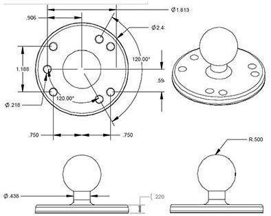 National Products RAM-B-202U Ram Marine Electronic 1-Inch Aluminum Ball Mount with Pinlok Base, Black Finish Online