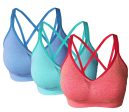 AKAMC Women s Removable Padded Sports Bras Medium Support Workout Yoga Bra 3 Pack Discount