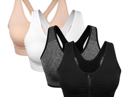 Women s Zip Front Sports Bra Wireless Post-Surgery Bra Active Yoga Sports Bras Sale