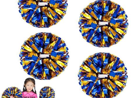 4Pcs Metallic Cheerleading Pom Poms for Kids, Creatiee 2 Pair Cheerleader Cheering Squad Pompoms for Boy Girl School Sports Games Team Spirit Cheer For Sale