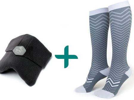 trtl Pillow & Trtl Socks Bundle - Scientifically Proven Super Soft Neck Support Travel Pillow & Trtl Compression Socks (Black Pillow & Seattle Socks Size Medium) Online now