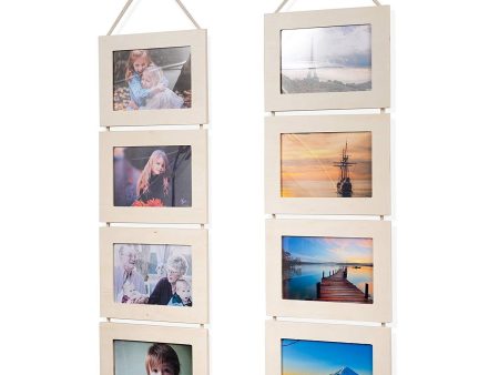 Wallniture Wood Photo Collage Picture Frame Natural No Finish Total 8 Opening for 4x6 Inch Photos Wall Mountable Ready to Hang Vertical Gallery Décor Online Hot Sale