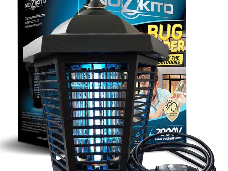 Nozkito Bug Zapper Mosquito Killer - Powerful 2000 Volts for Outdoor Use. 6 Foot Power Cord with Rainproof On Off Switch. 1 2 Acre Coverage. Insect Trap UV Lamp For Cheap