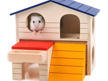 Small Animals Cage Accessories- Rabbit Hay Feeder Rack,Natural Wooden Hay Manger, Hamster Gerbil Rat Lookout Platform Sport Play Exercise Toy Cheap