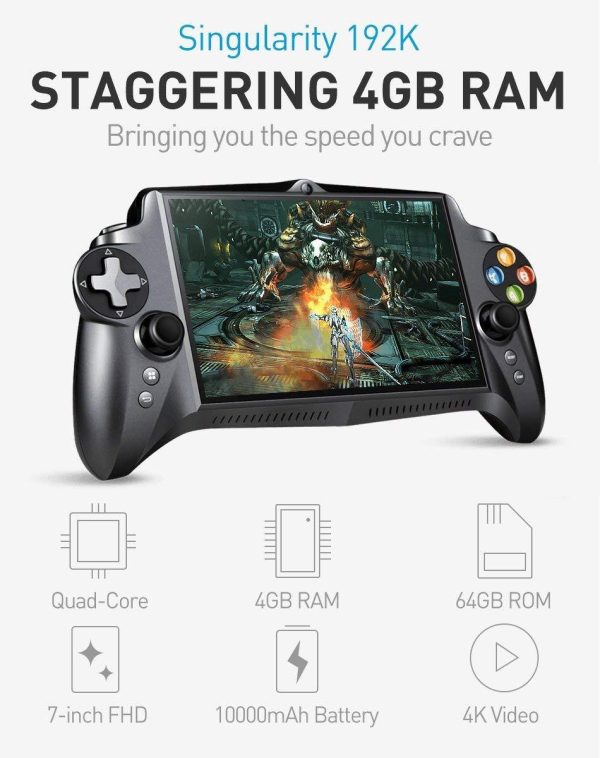 New JXD S192K 7 inch IPS screen 4GB+64GB quad core tablet pc gamepad android game console 10000mAh battery bluetooth support Google Store andriod game pc game 18 simulators game support button mapping Online