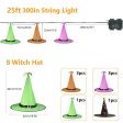 Opard Halloween Decorations Outdoor 8Pcs Hanging Glowing Lighted Witch Hat Decorations String Lights Battery Operated Halloween Décor for Outdoor Yard Tree For Discount