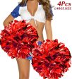 hatisan 4Pcs Large Cheerleader Pom Poms, Pom Poms Cheerleading Metallic Foil & Plastic Ring Pompoms Cheerleader, Cheerleading Poms Accessory Pompoms Cheer for Sports Team Spirit Cheering For Sale