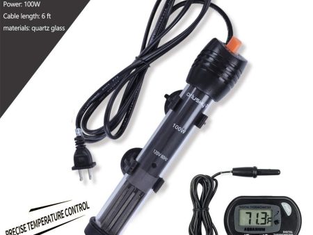 Orlushy Submersible Aquarium Heater,100W 150W 200W 300W Fish Tahk Heater with Adjust Knob Thermostat 2 Suction Cups and Free Thermometer Suitable for Marine Saltwater and Freshwater Supply