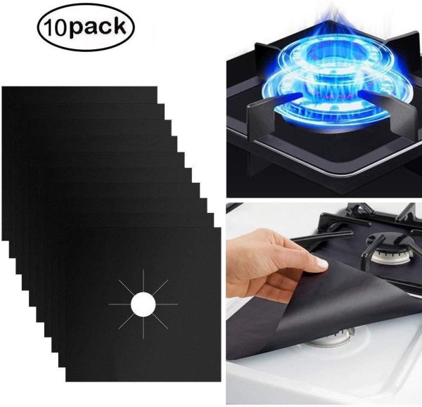 10 Pack Gas Stove Burner Covers - Reusable Gas range protectors Non-stick Stovetop Burner Liners for Kitchen Cooking, 0.2 mm Double Thickness, Cuttable, Dishwasher Safe, Easy to Clean (10.6  x 10.6 ) Online now