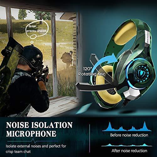 PS4 Gaming Headset with mic, Beexcellent Xbox One Headset with Stereo Sound Noise Isolation Memory Foam LED Light for PC Laptop Tablet Cheap