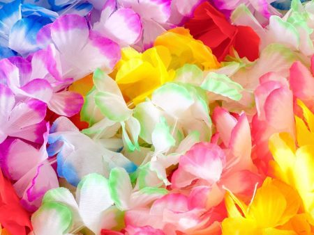 Nehearte Hawaiian Leis Party Decorations - Tropical Hawaii Silk Flower Necklace 50 PCs Luau Beach Pool Party Theme Accessories - for Birthday Party Holiday Favors Online now