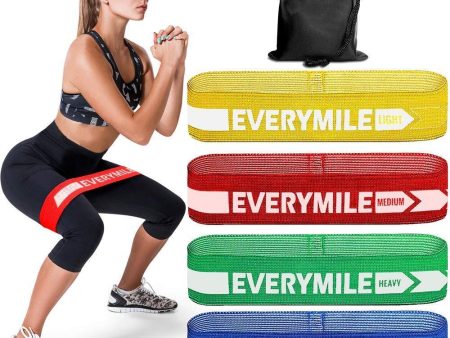 EveryMile Resistance Bands for Legs and Butt, Fabric Exercise Bands Set Non-Slip Booty Bands, Hip Workouts, Pilates, Fitness and Strength Training, Resistance Loops Bands for Men & Women, 4 Packs For Discount