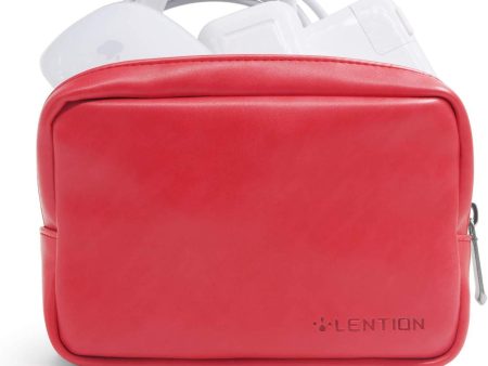 LENTION Split Leather Carrying Storage Pouch, Universal Electronic Accessories Sleeve Case for Laptop Tablet Power Adapter, MacBook Air Pro Charger, Wireless Mouse, Mac Gadget and More (Red) Online now