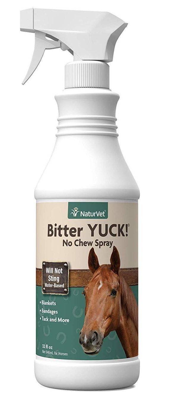 NaturVet – Bitter YUCK - No Chew Spray For Horses – Deters Chewing On Tails, Manes, Bandages, Wounds & More – Water Based Formula Does Not Sting or Stain – 32 oz Hot on Sale