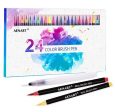 Watercolor Real Brush Pens Set, 24 Vibrant Markers with 1 Refillable Water Brush Pen for Artists and Beginner, Flexible Brushes Tip for Calligraphy Lettering Coloring Hand Writing Sketching Sale