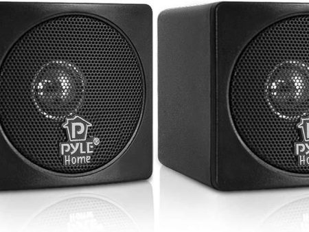 3  Mini Cube Bookshelf Speakers - 100W Small Bookshelf Speakers w  3  Paper Cone Driver, 8 Ohm - Passive Audio Book Shelf Speaker Pair For Home Theater Stereo Surround Sound - Pyle Home PCB3BK (Black) Cheap