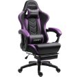 Dowinx Gaming Chair Ergonomic Racing Style Recliner with Massage Lumbar Support, Office Armchair for Computer PU Leather E-Sports Gamer Chairs with Retractable Footrest (Black&Purple) Online Sale