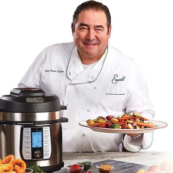 Emeril Lagasse Pressure AirFryer, Steamer & All-in-One Multi-Cooker. Pressure & Crisper Lid, Glass Lid. Emeril Recipe Book. (8 QT With Accessory Pack) Cheap