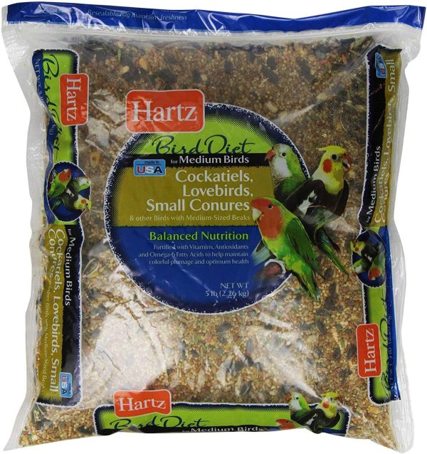 Hartz Cockatiel, Lovebird, Small Conure Medium Bird Food -5Lb Discount