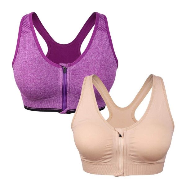 Women s Zip Front Sports Bra Wireless Post-Surgery Bra Active Yoga Sports Bras Sale