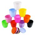 Weoxpr 10 Pack 4.3  Multicolored Resin Flower Plant Pots Thread Seedlings Nursery Pot Planter with Saucer Pallet Supply